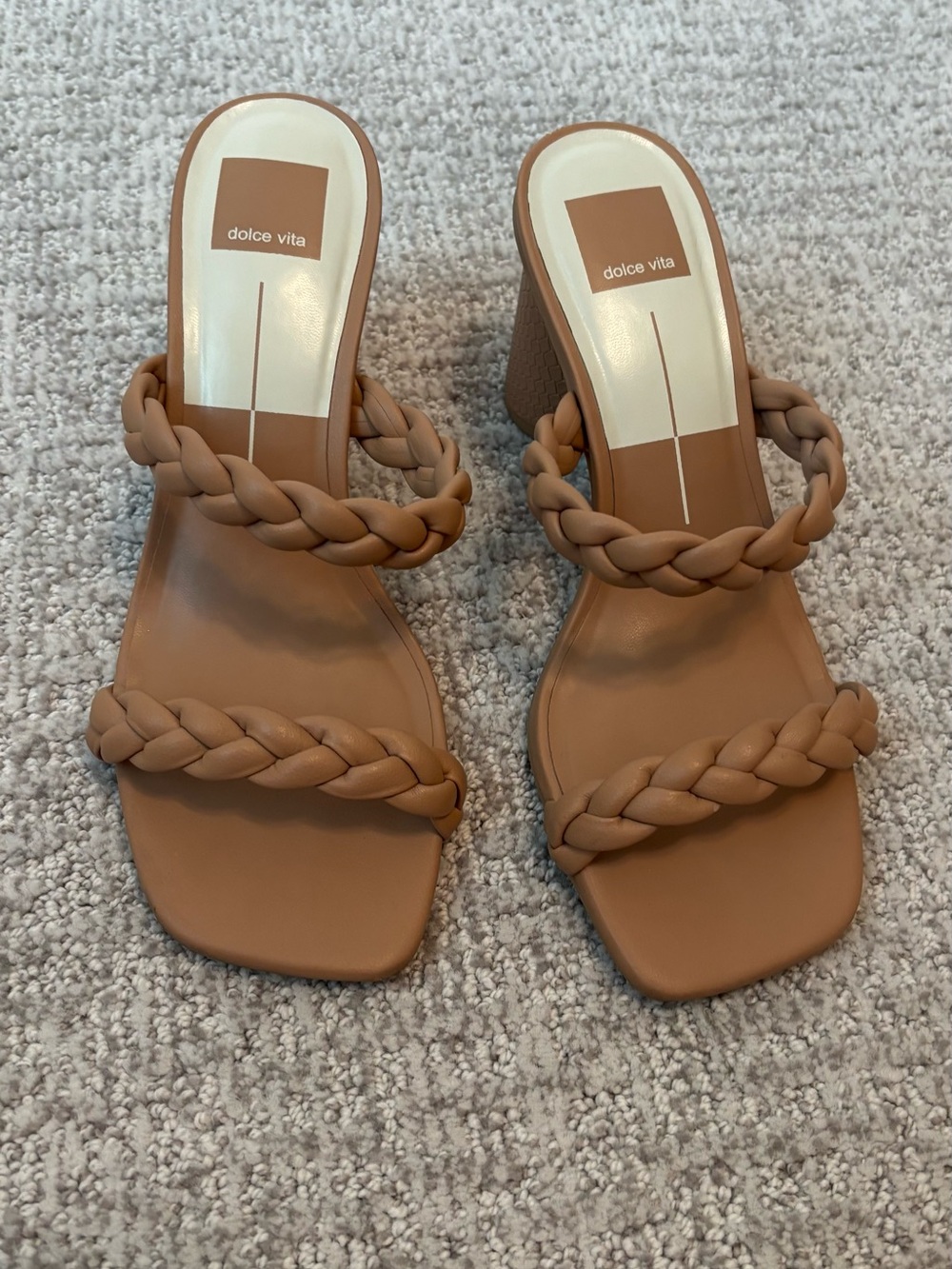 Dolce Vita Women’s Tan Braided Block Heel Sandals 7.5